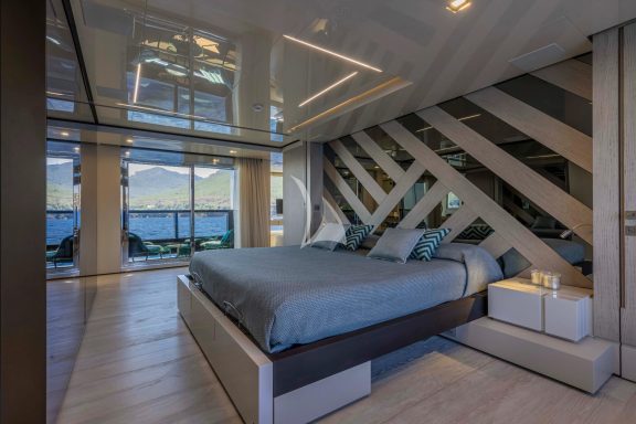Full beam master stateroom with private balcony