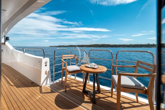 Starboard main deck fold-out balcony