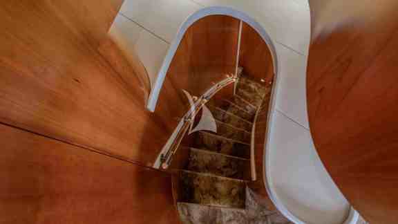 Stairs going down to guest area