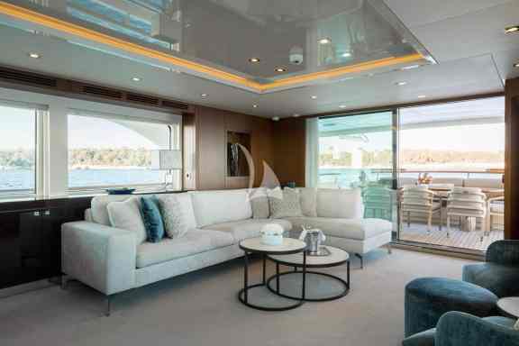 Main Salon lounge facing aft deck