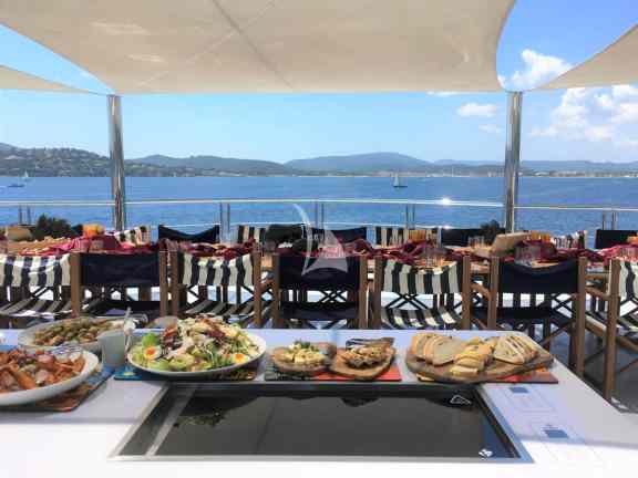 Lunch set up on sundeck