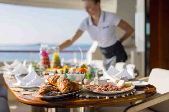 Main deck set up for breakfast