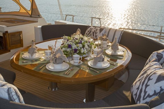 Dine on deck and watch the sunset...