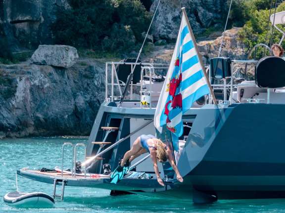 The swimming platform with toys